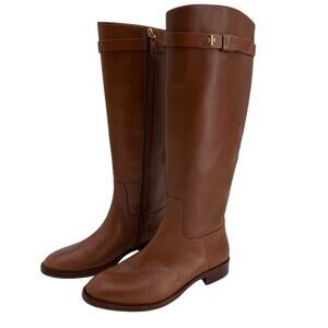 Tory Burch Everly Strap Riding Boots Cognac Brown Womens 7
